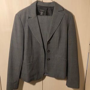 Gray, pen stripe for petite jacket and pants. Lightly worn